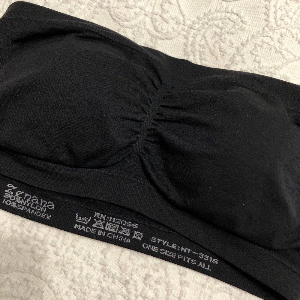 Zenana Strapless Padded Bra Nylon Black One Size Fits All - Picture 6 of 10